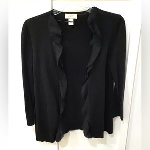 Loft black open cardigan with cute ruffle!